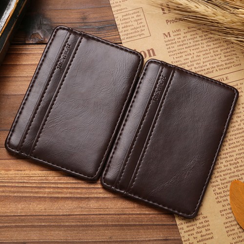MEN Leather Magic Money Clip Slim Men Wallet ID Credit Cards Holder Case