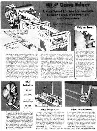 Dunlap Sears Equipment-reprint Sawmills: Lumber Making /& Wood Working Tools