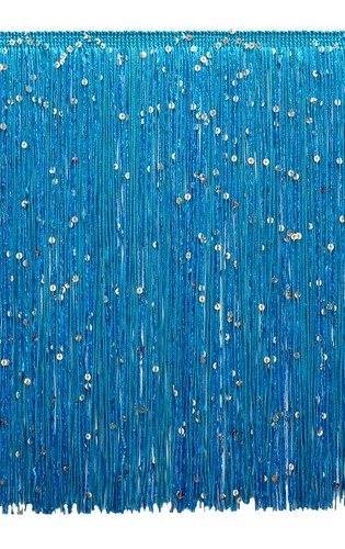 Turquoise Blue 12/" Chainette Sequin Trim Saphire Seas By The Yard