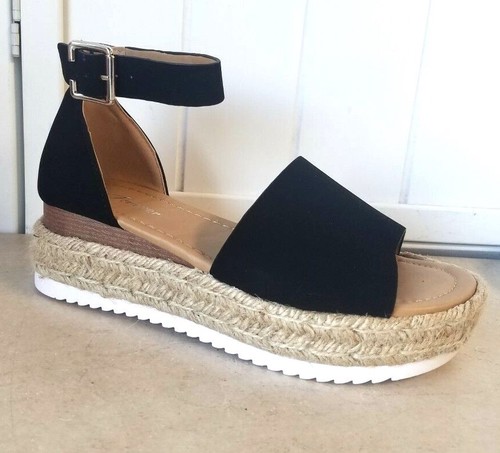 Women/'s Fashion Ankle Strap Buckle Platform Espadrille Sandal Shoes