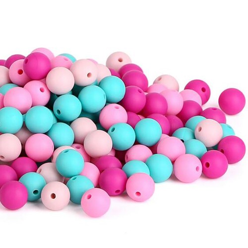 Chewable Round Silicone Teething Beads DIY Nursing Mom Jewelry Baby Sensory Toy