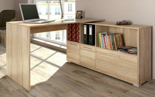 Oak Large Corner Desk Executive Office Computer Desk Workstation Table Cupboards