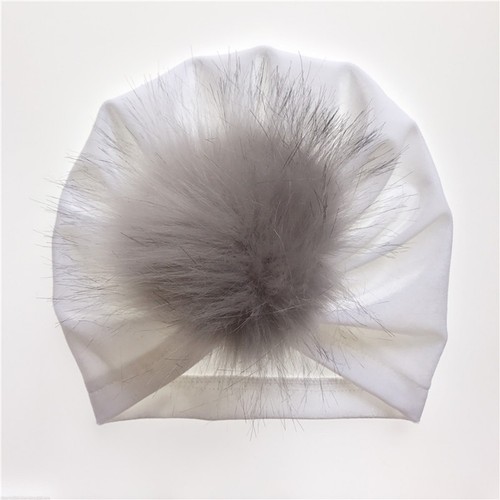 Fur Pom Newborn Toddler Kids Baby Boy Girl Turban Cotton Beanie Hat Winter Cap
