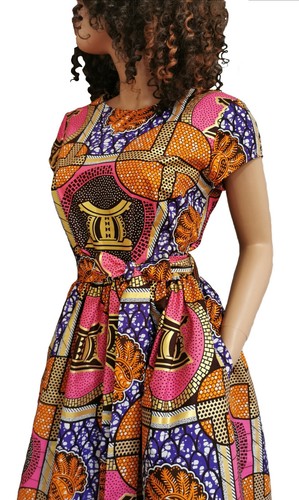 /'Joyce/' Woman African Printed Fabric Dress 100/% Wax Cotton Handmade UK