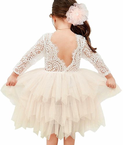 Topmaker Backless A-line Lace Back Flower Girl Dress