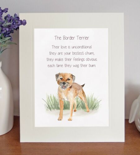 Border Terrier BESTEST CHUM Novelty Dog Poem 8 x 10 Picture//10x8 Print Fun Gift