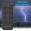 Multi Outlet 3 USB Ports Flat Plug Surge Protection Power Strip Charging Station