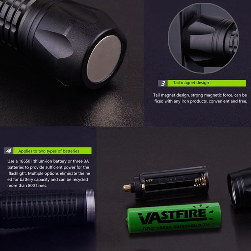3 in 1 Rot//Grün//Weiß LED Jagd USB Light Hog Night Predator Taschenlampe 18650