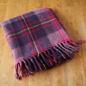 Vintage-70s-Wool-Tartan-Throw-Blanket-Faribault-Fluff-Loomed-Made-in-USA-Brown