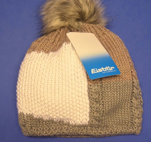 Eisbär Mütze Strickmütze EDEN LUX CRYSTAL Kunstfell hellbraun Glitzer-Kuli