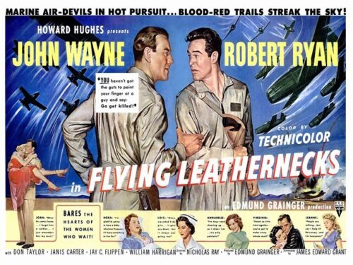 Old film advertising Reproduction poster Wall art. Flying Leathernecks