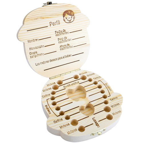Baby Wooden Storage Case Tooth Box Organizer Save Milk Teeth For Boy Girl Gift