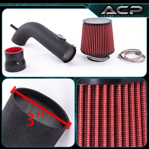 Short Ram Air Sri Intake Black Piping W// 3/" Red Cone Filter For 13-18 Altima
