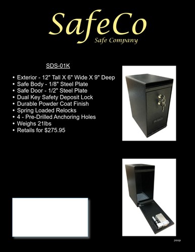 SafeCo SDS-01K Under Counter Drop Safe Dual Key Deposit Safe SafeCo Brands