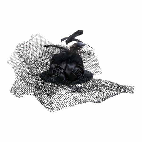 Blue Banana Ladies Womens Small Hat /& 2 Black Roses Clip Hat Fascinator