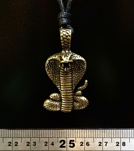 Cobra Snake Pewter Bronze Pendant Necklace Reptile Boa Gothic Biker