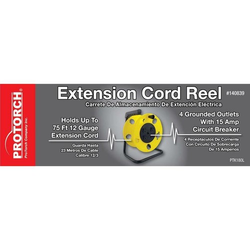 Bayco 100-ft 4-Outlet Plastic Cord Organizer Impact Resistant Hand Wind Reel,NEW