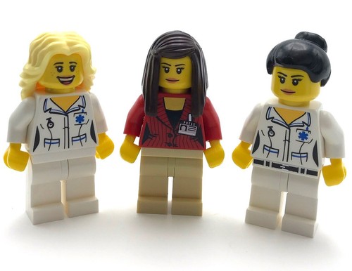 Lego 3 Neu Krankenschwester Arzt Krankenhaus Minifigur mit Sekretär Health Care