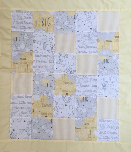 Handmade Bambi Yellow Grey White Cotton Fabric Baby Quilt Playmat Nursery