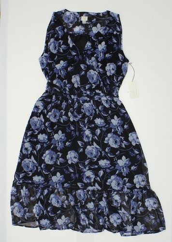 NWT A New Day Womens Floral Chiffon Midi Dress Blue XL 12432