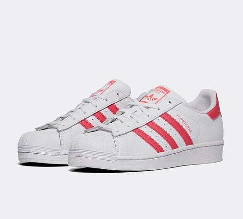 Junior Adidas Superstar White//Pink Trainers RRP £49.99