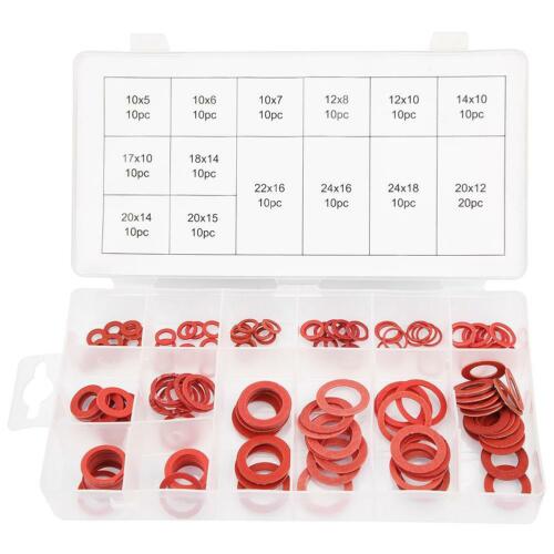 150pcs 14 Size Red Steel Paper Fiber Flat Washers Kit Insulation Washer Assorted
