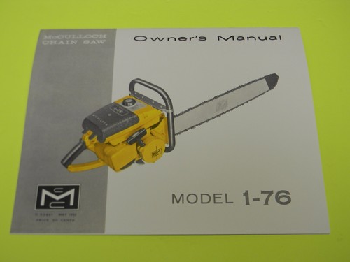 MCCULLOCH CHAINSAW MODEL 1-76 OWNERS MANUAL MAN 183D --------