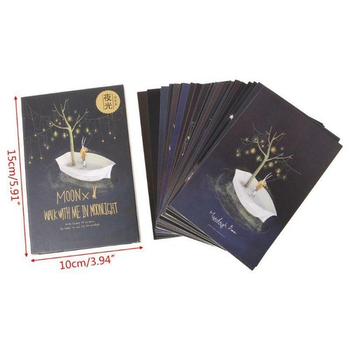 30pcs Vintage Luminous Postcard Glow In The Dark Moon Light Greeting Post Card