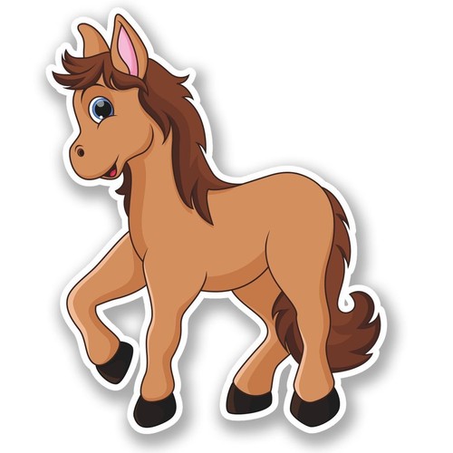 2 X Caballo Pony Dibujos Animados Lindo Pegatina de vinilo Laptop Viaje Equipaje Coche #5560