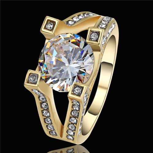 Bijoux Femme Blanc Sapphire 18K Gold Filled Anneaux De Mariage Cadeaux Taille 9