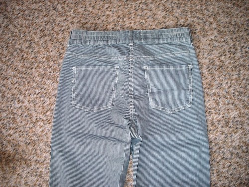 4-Pocket Hose,Stretch v.Fiora blue,Streifendruck,blau//creme,Gr.36,elast.Bund,66Z