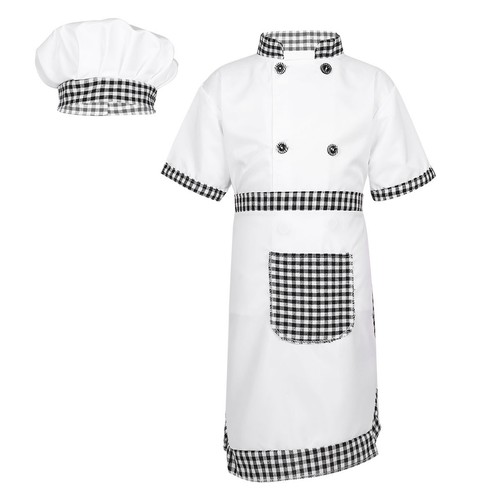 Apron+Hat Cosplay Party Set Unisex Boys Girl Chef Costume Uniform Outfit Jacket