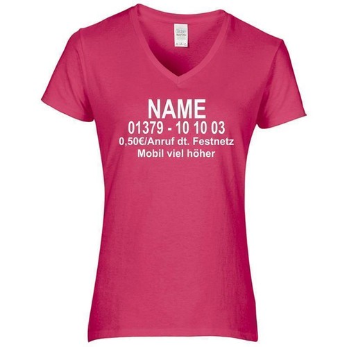Damen V-Neck T-Shirt Dschungel Wunschnummer Camp Wunschname bedruckt Karneval