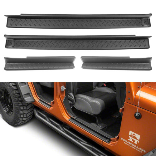 4 Door Sill Entry Guards Protective Cover Step Plate for 07-18 Jeep Wrangler JK 