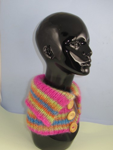 ANGEL PRINT MOHAIR ALL RIB BUTTON COWL KNITTING PATTERN PRINTED INSTRUCTIONS
