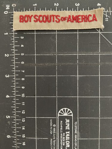 Boy Scouts of America BSA Tan Red Uniform Pocket Patch Tape Tab BSA B.S.A Shirt