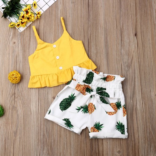 Toddler Kid Baby Girl Tops T-Shirt Pineapple Shorts Pants Outfits Clothes Summer