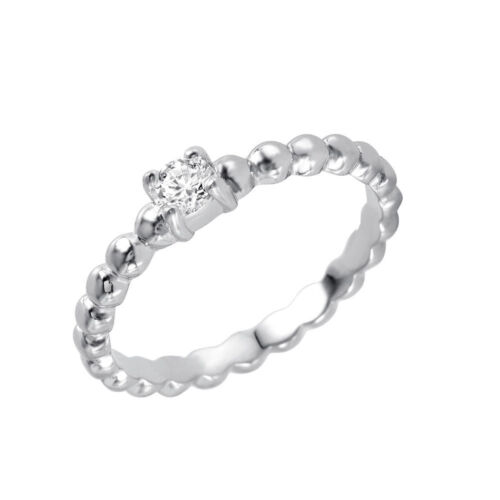 SZ 5-9 925 Sterling Silver ladies Clear Bead Ring W// diamonds////NEW DESIGN!
