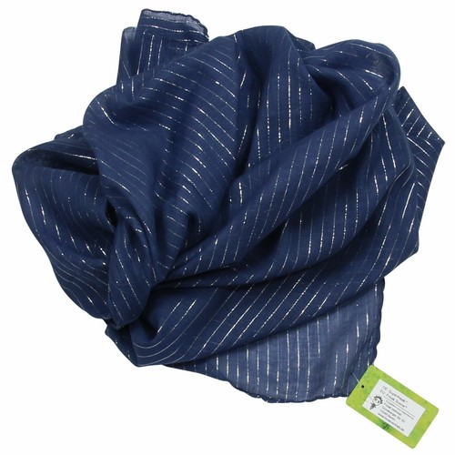Baumwolltuch ° blau navy Lurex silber ° quadratisches Tuch