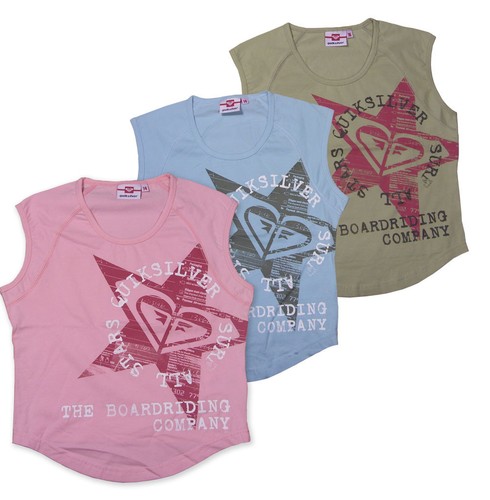 Quiksilver Filles T Shirt T-shirt sans manches été débardeur Surfeur Rose Kaki BLUE