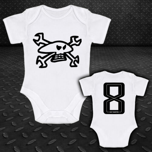 Baby Vest Guy Martin Skull and Spanners 8 Suit Grow