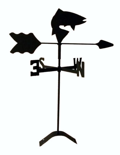 fish weathervane black wrought iron look roof mount made in usaTLS1018RM