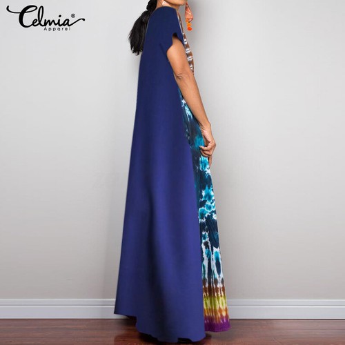 New Ladies Women/'s Tie Dye Printed Floral Loose Kaftan Maxi Dress Plus Size 8-26