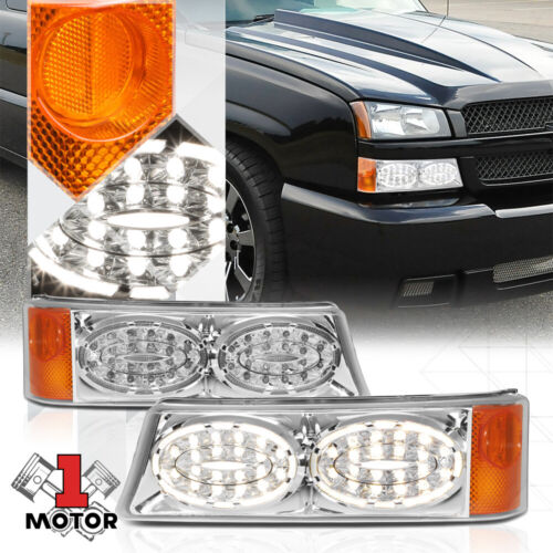 Chrome//Clear LED Look Bumper Signal Lights for 03-06 Chevy Silverado 1500-3500HD