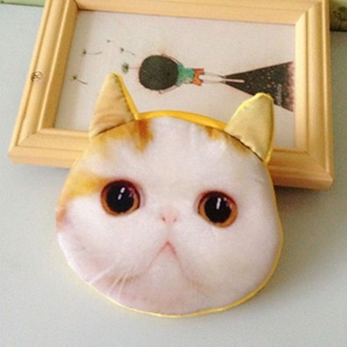 Purse Prints Purses Cute Plush Dog Cat 3D Coin Wallet Zipper Bag