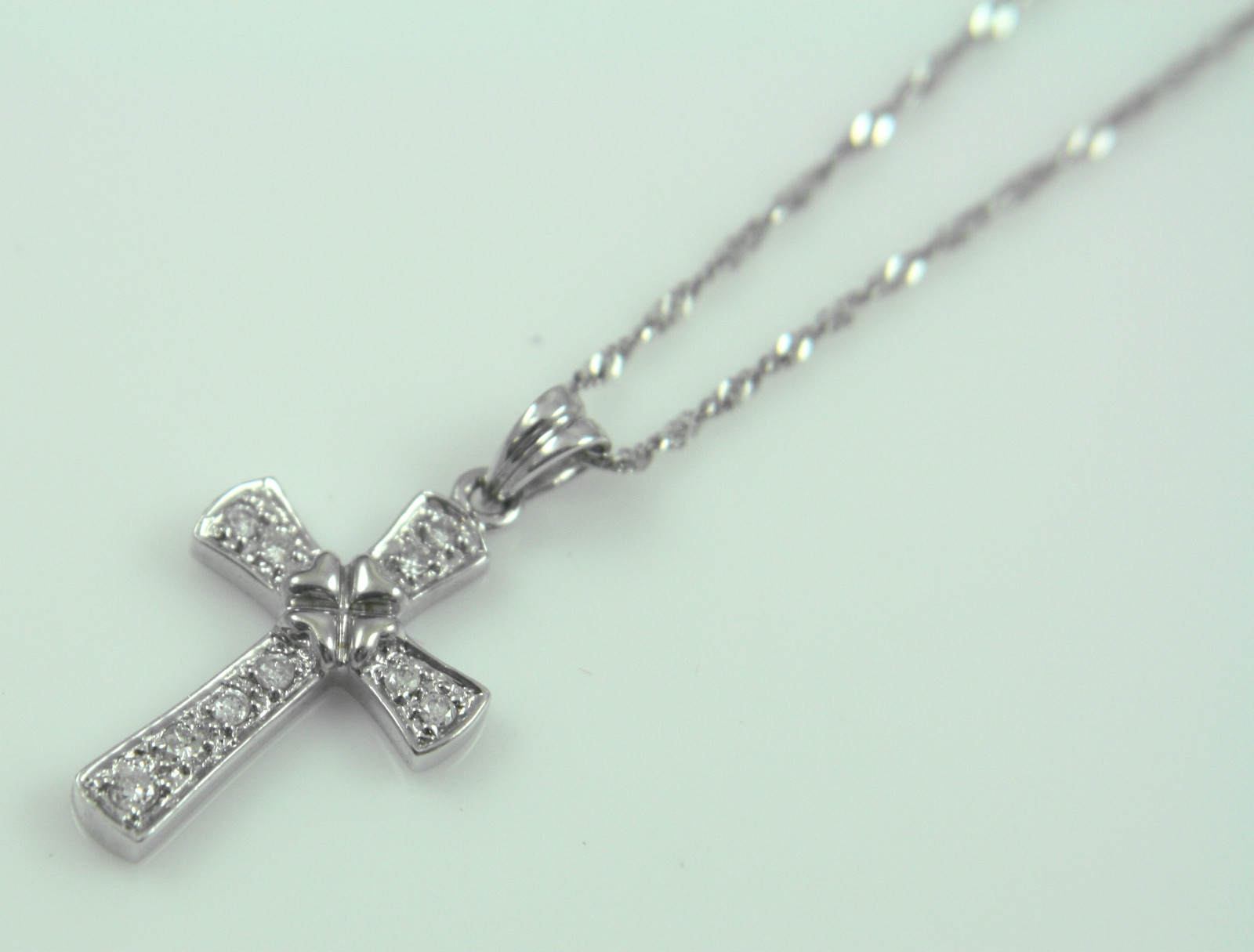 ... Ladies Diamond Cross Necklace *** 14K White Gold Diamond Cross