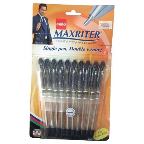 10 Pens CELLO MAXRITER Non Stop Writing for 4 Km. Single Ball Pen