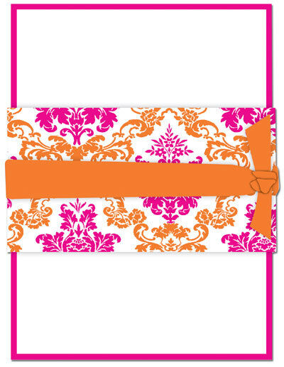 100 Fuchsia Tangerine Damask Wedding Invitation Kit DIY eBay