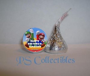 Super Mario Birthday Party on 108 Super Mario Bros Birthday Kiss Party Favor Candy Label Treat Bag