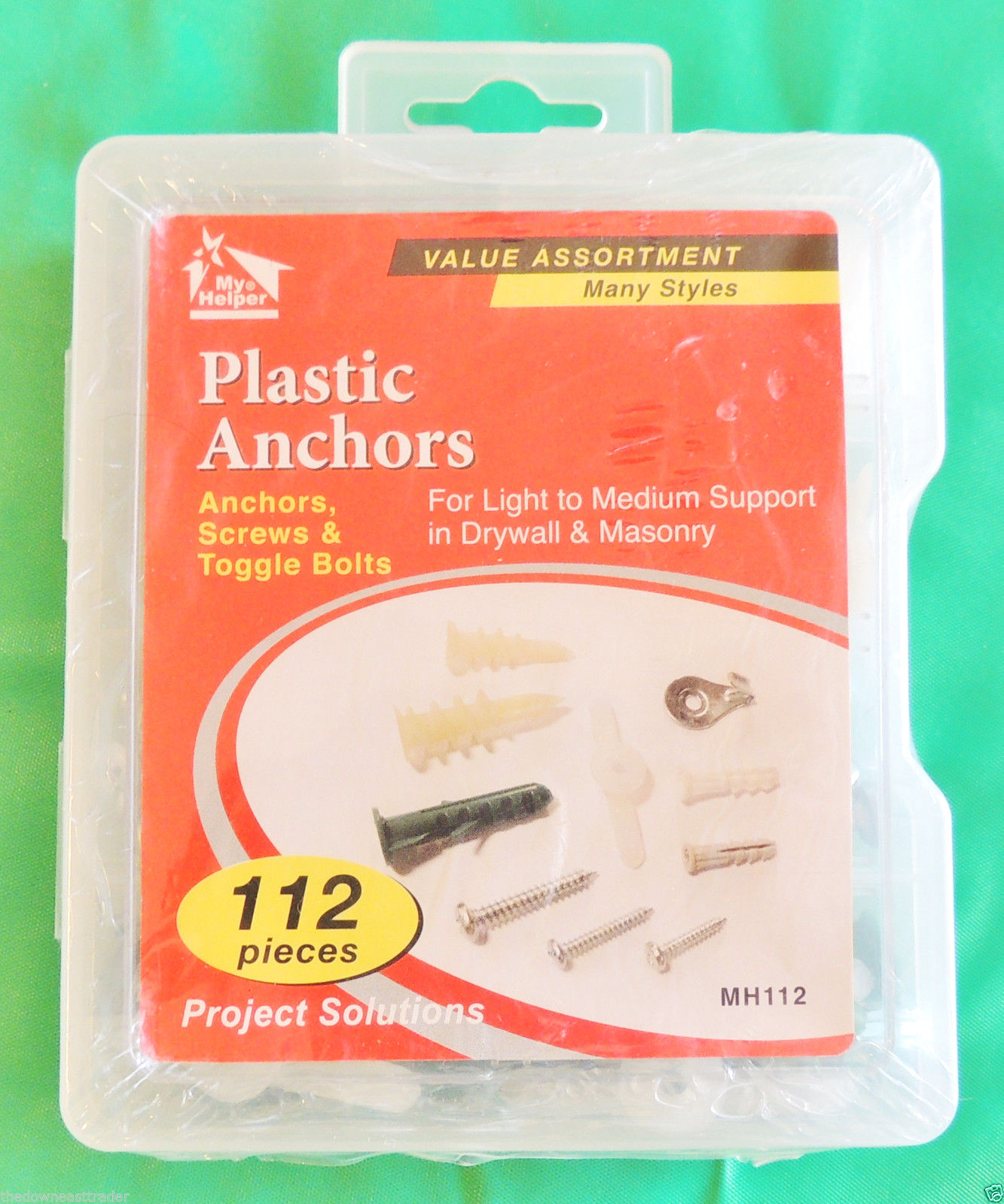 112pc Plastic Anchors, Screws & Toggle Bolts Assortment LightMedium